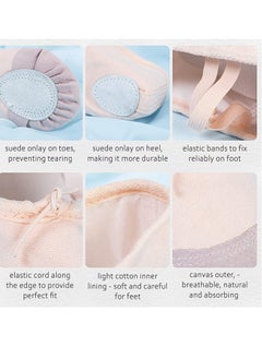 SportQ SPORTQ Ballerina Shoes Canvas Leather Sole Flat Dance Shoes Toddler Kids Yoga/Ballet Dancer Shoes Pink US 42  - Image 2