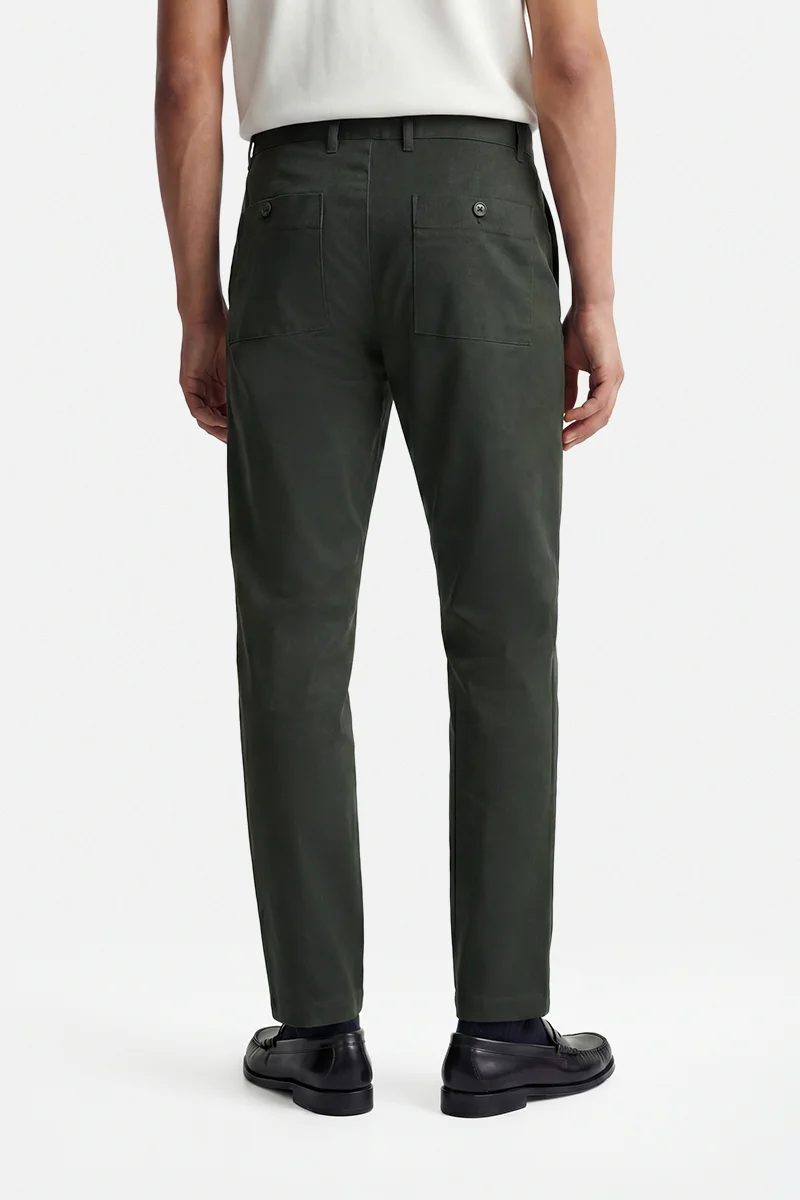 سنيتش Dark Green Solid Regular Fit Casual Trousers