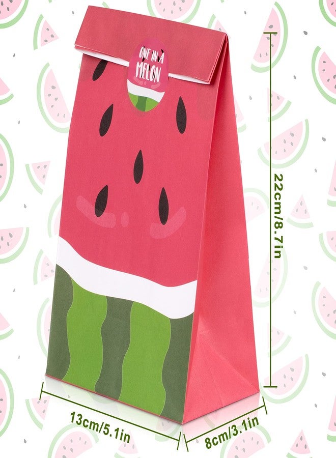 Whaline 32Pcs Watermelon Themed Goodie Bags with Stickers Summer Fruit Candy Gift Treat Bags Reusable for Birthday Tropical Party Pool Supplies - Image 2