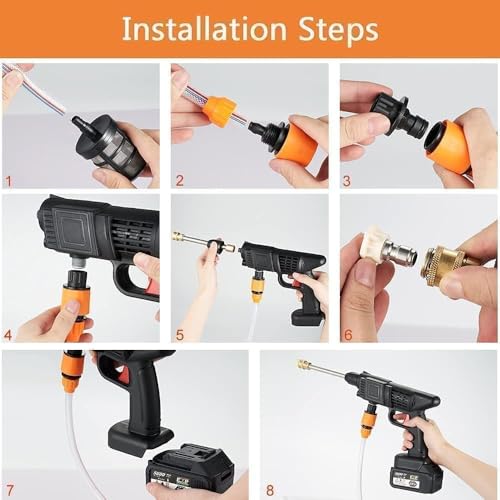 YAMATIC (Double Battery) Wireless High Pressure Car Washer & Car Cleaning 48V Rechargeable Electric Pressure Washer Gun Machine Tool for Top Flexible Pressure Washer Hose (Double Battery Gun) - Image 2