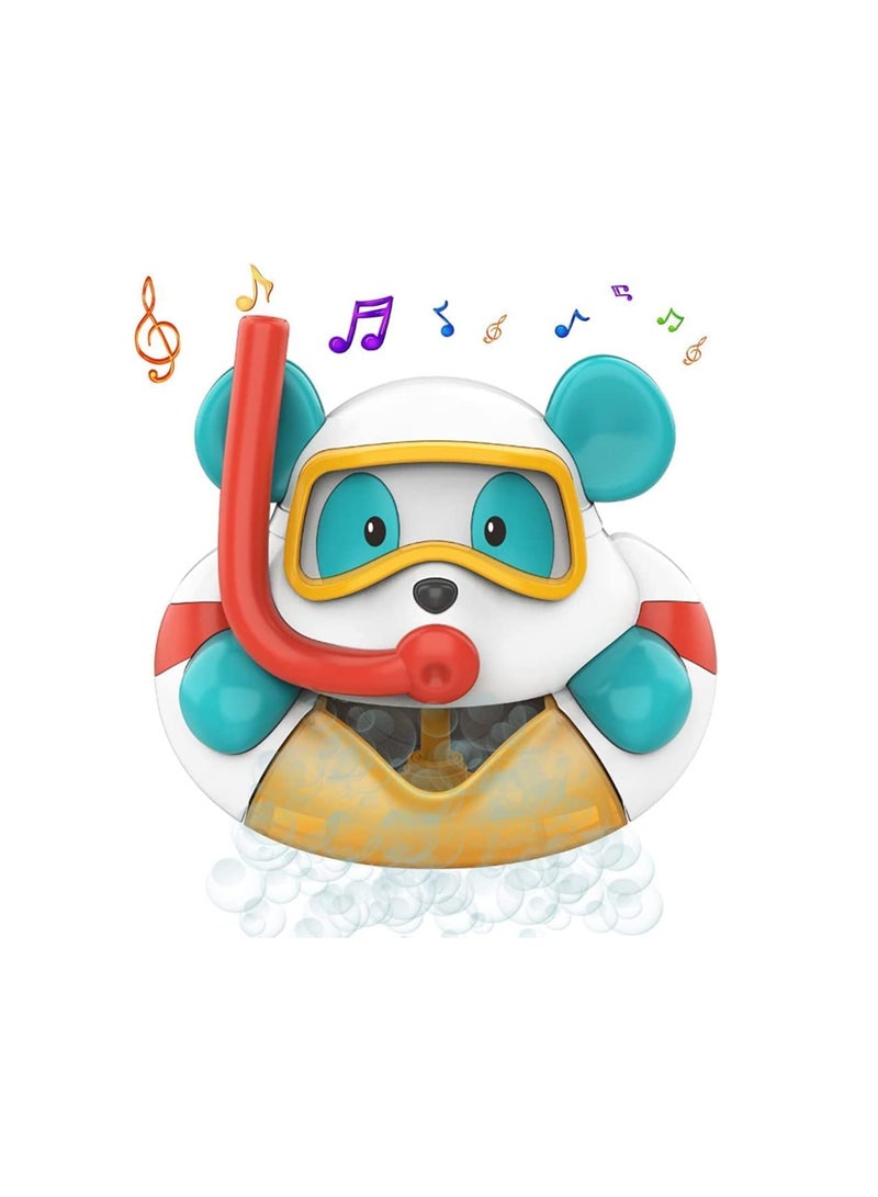 Barakah Bathtub Bubble Maker Kids Electric Cartoon Animal Bubble Blower Machine Bubble Machine Cute Bear Bath Toy with Music and Vacuum Suction Cups Bear - Image 1