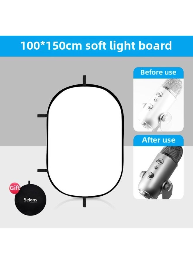 Generic Selens Reflector Photography 30cm/60cm/80cm Five-in-One Plate Round Folding Portable Small Soft-Body Color:100*150cm Soft Light Board (suitable For Half-body Shooting)  - Image 1