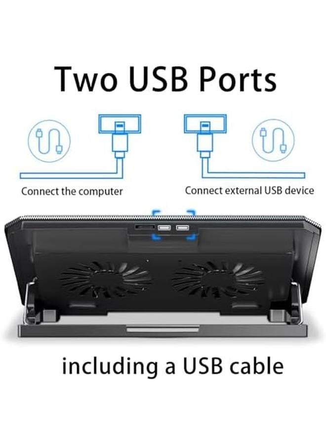 Generic Laptop Cooling Pad Laptop Cooling Stand With Quiet Fans For 12" 15" Computer Pc Notebook Gaming Laptop Fan Height Adjustable Laptop Cooling Stand Laptop Accessories 2 Fans  - Image 2