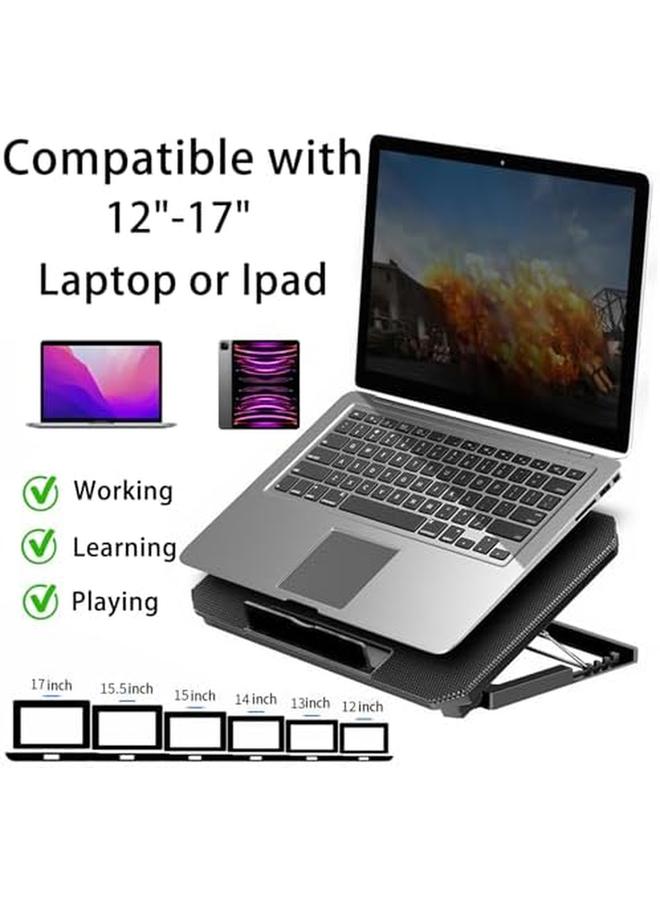 Generic Laptop Cooling Pad Laptop Cooling Stand With Quiet Fans For 12" 15" Computer Pc Notebook Gaming Laptop Fan Height Adjustable Laptop Cooling Stand Laptop Accessories 2 Fans  - Image 3