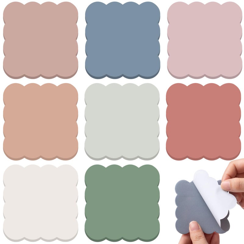 Eaasty 8 Pack Scalloped Sticky Notes Bulk Cute Wavy Self Sticky Note Pads Colorful Vintage Note Pads or School Office Supplies 240 Sheet(3" X 3",Vintage Color) - Image 1