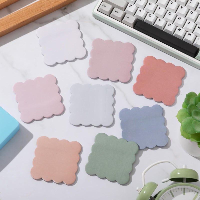 Eaasty 8 Pack Scalloped Sticky Notes Bulk Cute Wavy Self Sticky Note Pads Colorful Vintage Note Pads or School Office Supplies 240 Sheet(3" X 3",Vintage Color) - Image 2