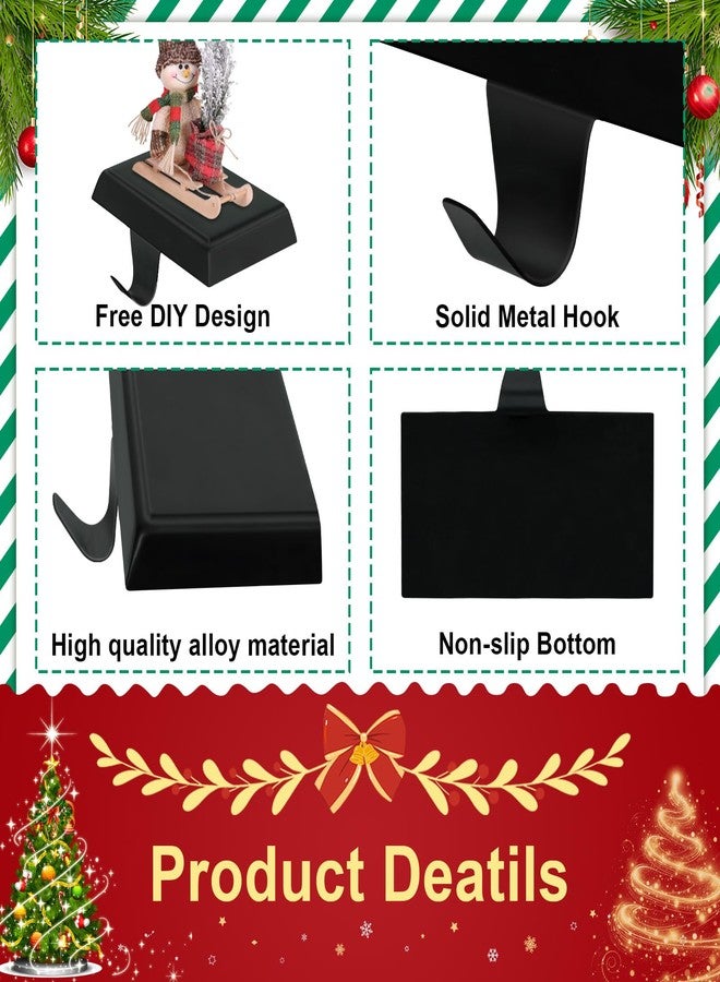 Mulbozy Christmas Stocking Holder for Mantle Set of 4, Black Christmas Stocking Hanger with Hook, Non-Slip Heavy Stocking Holders for Christmas Fireplace Mantel Decoration - Image 4