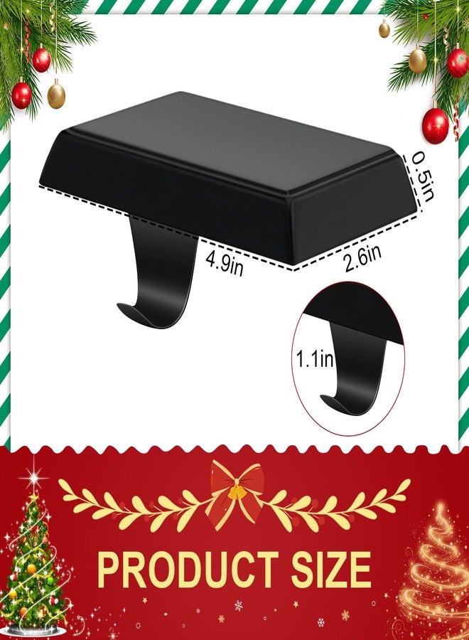 Mulbozy Christmas Stocking Holder for Mantle Set of 4, Black Christmas Stocking Hanger with Hook, Non-Slip Heavy Stocking Holders for Christmas Fireplace Mantel Decoration - Image 2