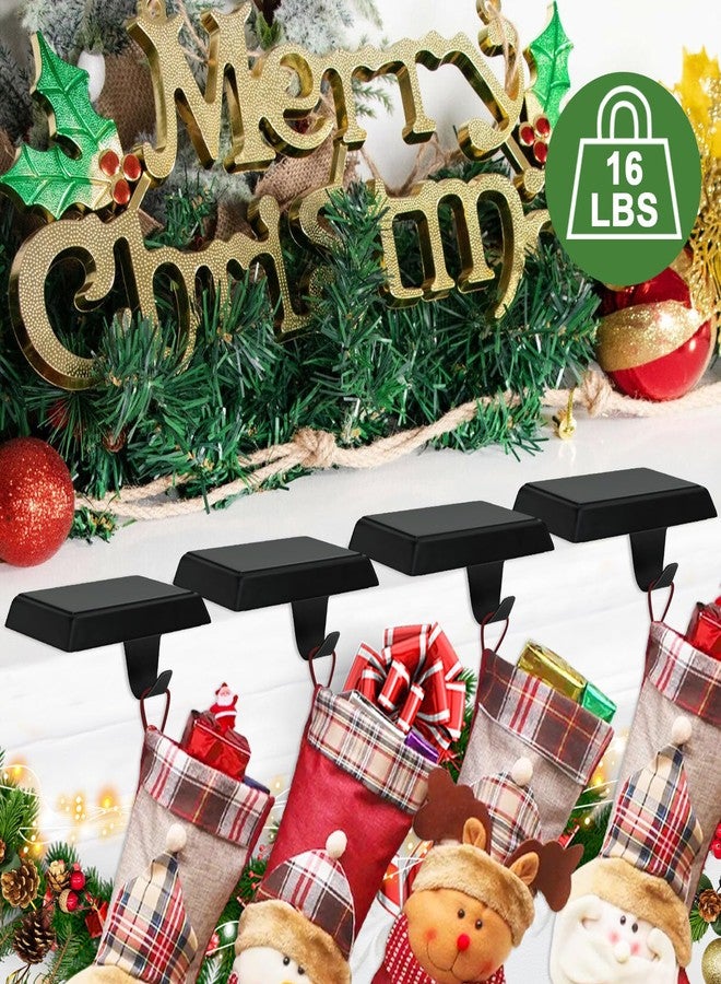 Mulbozy Christmas Stocking Holder for Mantle Set of 4, Black Christmas Stocking Hanger with Hook, Non-Slip Heavy Stocking Holders for Christmas Fireplace Mantel Decoration - Image 5