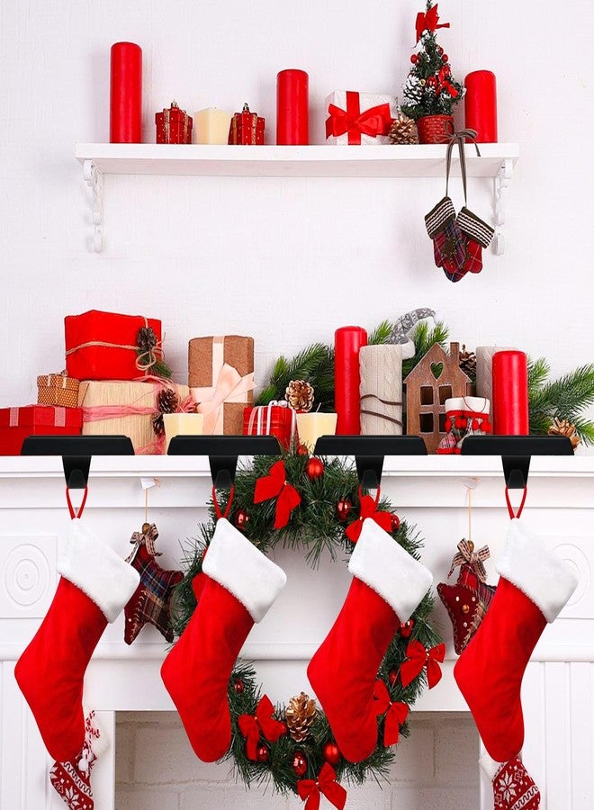 Mulbozy Christmas Stocking Holder for Mantle Set of 4, Black Christmas Stocking Hanger with Hook, Non-Slip Heavy Stocking Holders for Christmas Fireplace Mantel Decoration - Image 3