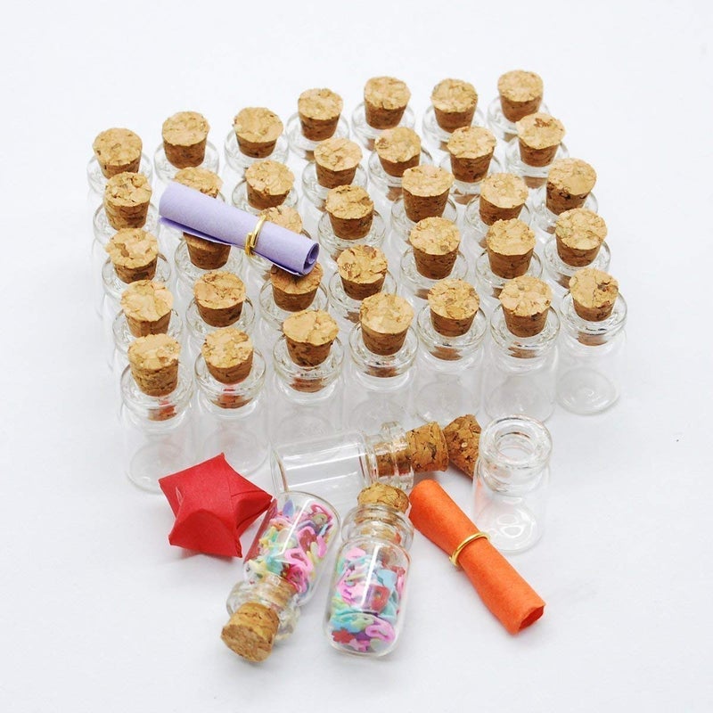 Healthcom 50 Pcs 0.5Ml Small Vials Clear Glass Bottles Mini Tiny Jars With Corks And Screws For Diy  Arts  Crafts  Party Favors  Decoration - Image 4