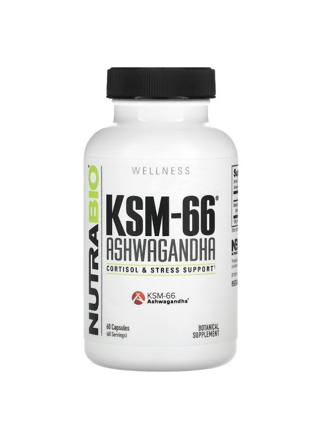 NutraBio, KSM-66®, Ashwagandha, 600 mg, 60 Capsules (Packaging may vary)