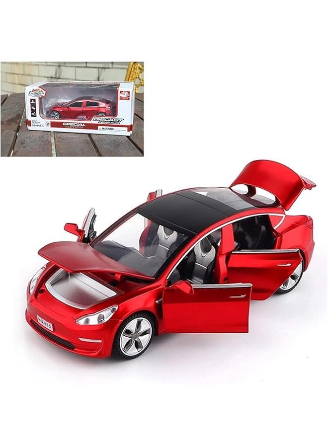 1:32 Scale Model 3 Alloy Car Model Diecast Toy Vehicles for Kids, car Model Toy，Pull Back Alloy Car with Lights and Music,Mini Vehicles Toys for Kids Gift ，Children Birthday Gift.（red） - Image 1