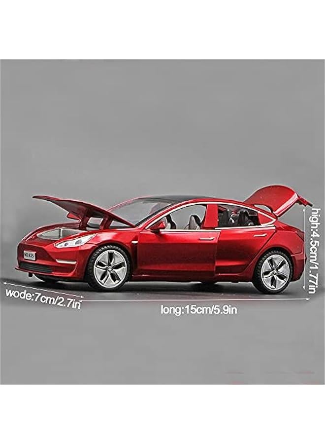 1:32 Scale Model 3 Alloy Car Model Diecast Toy Vehicles for Kids, car Model Toy，Pull Back Alloy Car with Lights and Music,Mini Vehicles Toys for Kids Gift ，Children Birthday Gift.（red） - Image 2