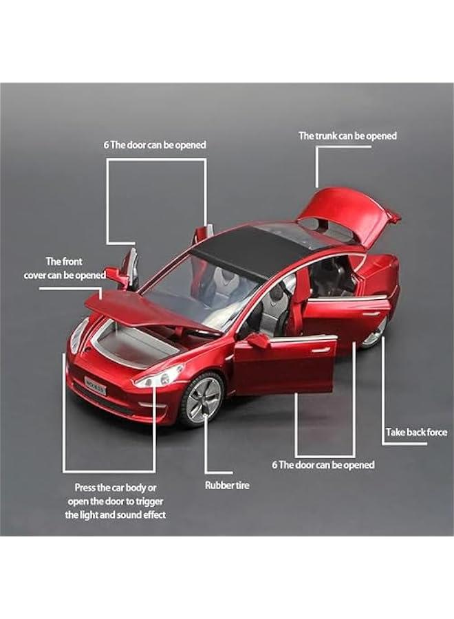 1:32 Scale Model 3 Alloy Car Model Diecast Toy Vehicles for Kids, car Model Toy，Pull Back Alloy Car with Lights and Music,Mini Vehicles Toys for Kids Gift ，Children Birthday Gift.（red） - Image 3