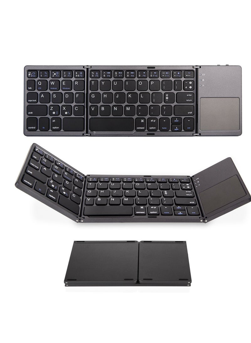 General Suitable for iPad and Android, three-fold wireless Bluetooth foldable touchpad keyboard and mouse, cross-border spot goods, keyboard and mouse set  - Image 1