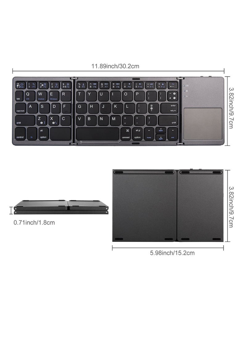 General Suitable for iPad and Android, three-fold wireless Bluetooth foldable touchpad keyboard and mouse, cross-border spot goods, keyboard and mouse set  - Image 2