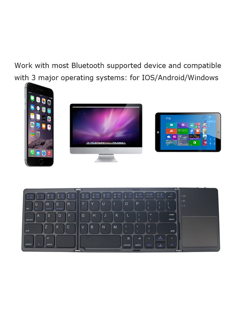 General Suitable for iPad and Android, three-fold wireless Bluetooth foldable touchpad keyboard and mouse, cross-border spot goods, keyboard and mouse set  - Image 3