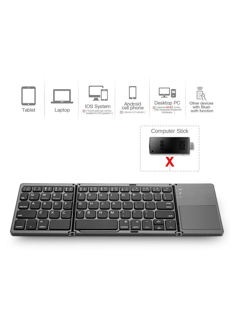General Suitable for iPad and Android, three-fold wireless Bluetooth foldable touchpad keyboard and mouse, cross-border spot goods, keyboard and mouse set  - Image 5