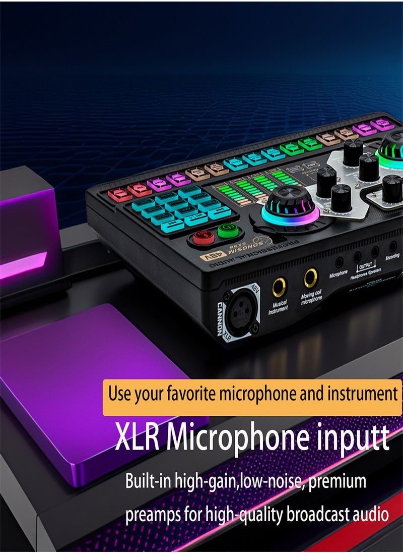 Sunbmebge - Live sound card 14 kinds of warm-up sound effects One-button mute USB external sound card DJ mixer/suitable for live broadcast/PC/recording - Image 1