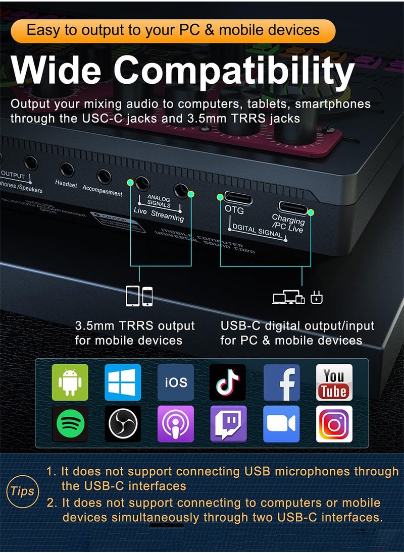 Sunbmebge - Live sound card 14 kinds of warm-up sound effects One-button mute USB external sound card DJ mixer/suitable for live broadcast/PC/recording - Image 1