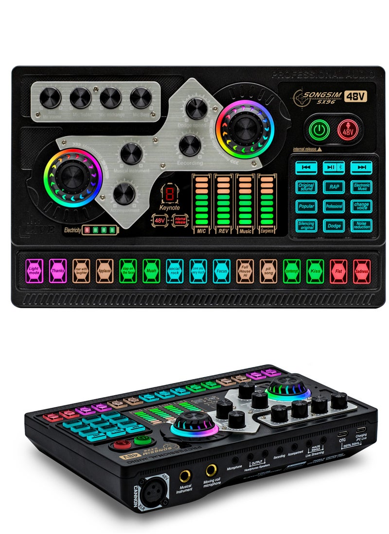 Sunbmebge - Live sound card 14 kinds of warm-up sound effects One-button mute USB external sound card DJ mixer/suitable for live broadcast/PC/recording - Image 1