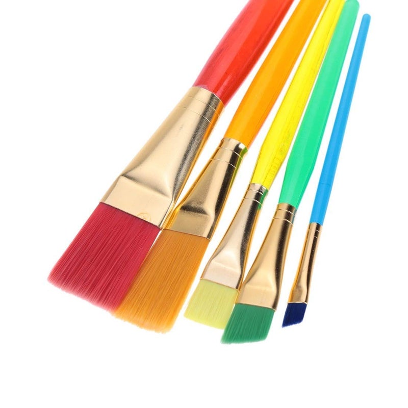 Kabeer Art Set of 5 Different Sizes Synthetic Flat Paint Brush for Watercolor, Acrylic Paintings Multicolored - Image 2