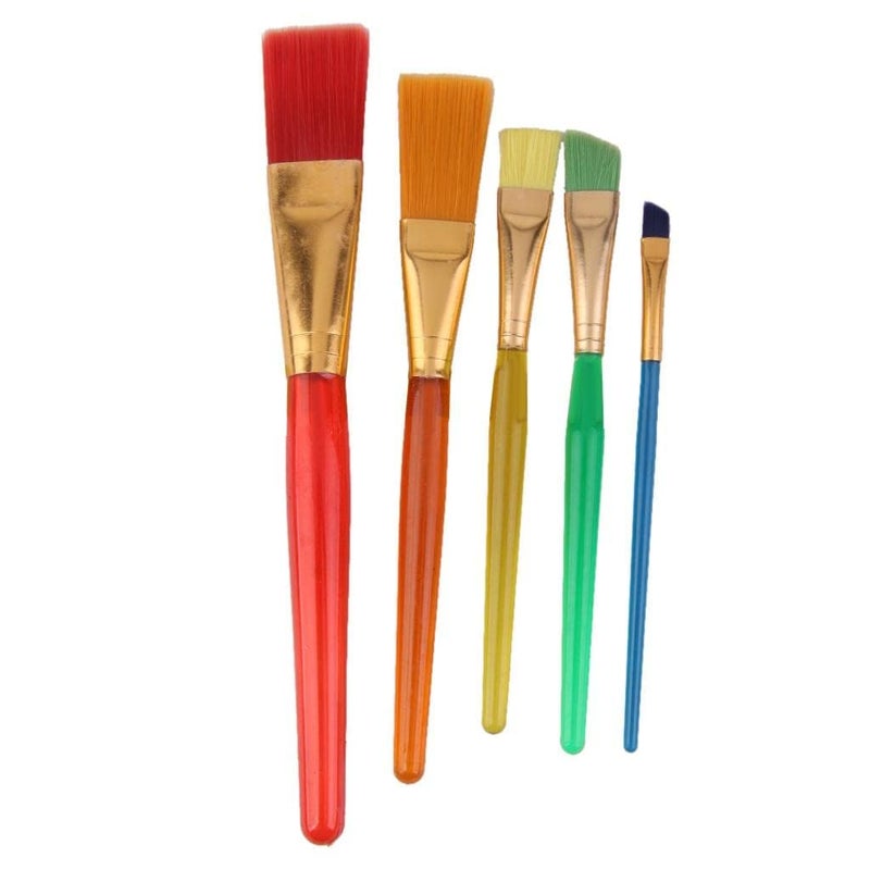 Kabeer Art Set of 5 Different Sizes Synthetic Flat Paint Brush for Watercolor, Acrylic Paintings Multicolored - Image 1