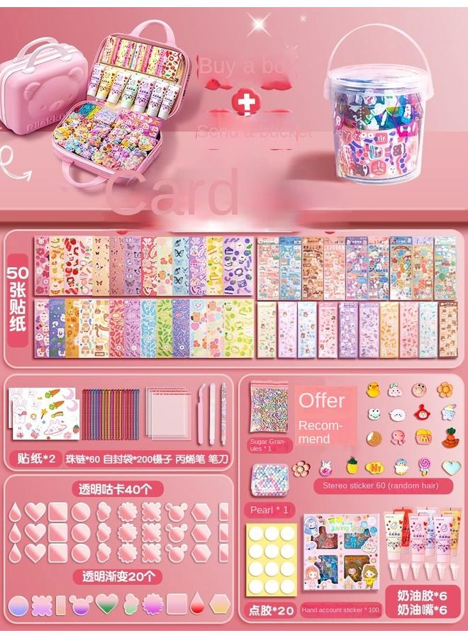 Bluejw Cream Gel Goo Card Suit Girl Six National Day Gift Diy Full Goo Card Hand Account Sticker Gift Box Fire Paint - Image 1