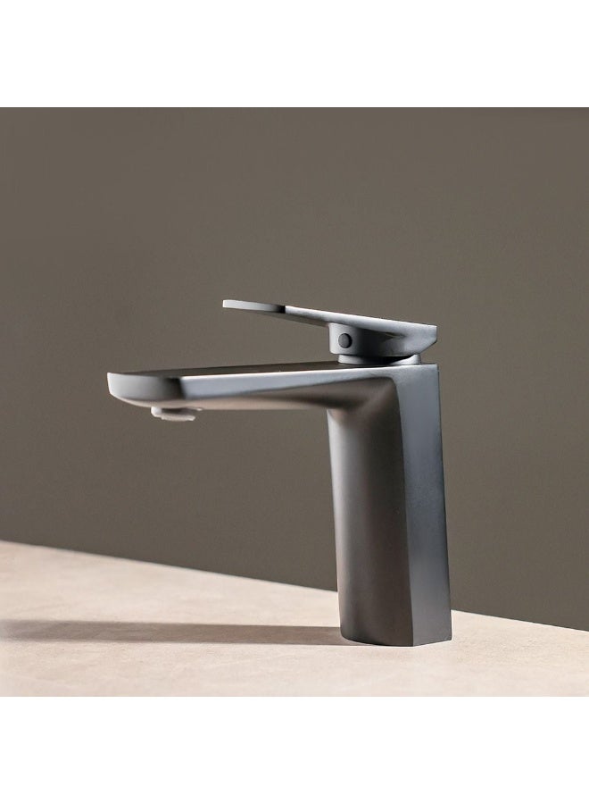 Milano Yana Basin Mixer - Stylish Black Brass Body Faucet with 10-Year Warranty, Includes Hot & Cold Water Hoses & Pop-Up Waste - Ideal for DIY Sanitary Installations - Image 1