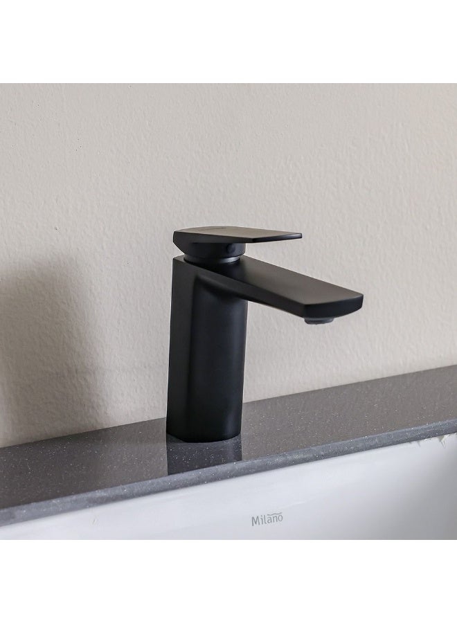 Milano Yana Basin Mixer - Stylish Black Brass Body Faucet with 10-Year Warranty, Includes Hot & Cold Water Hoses & Pop-Up Waste - Ideal for DIY Sanitary Installations - Image 4