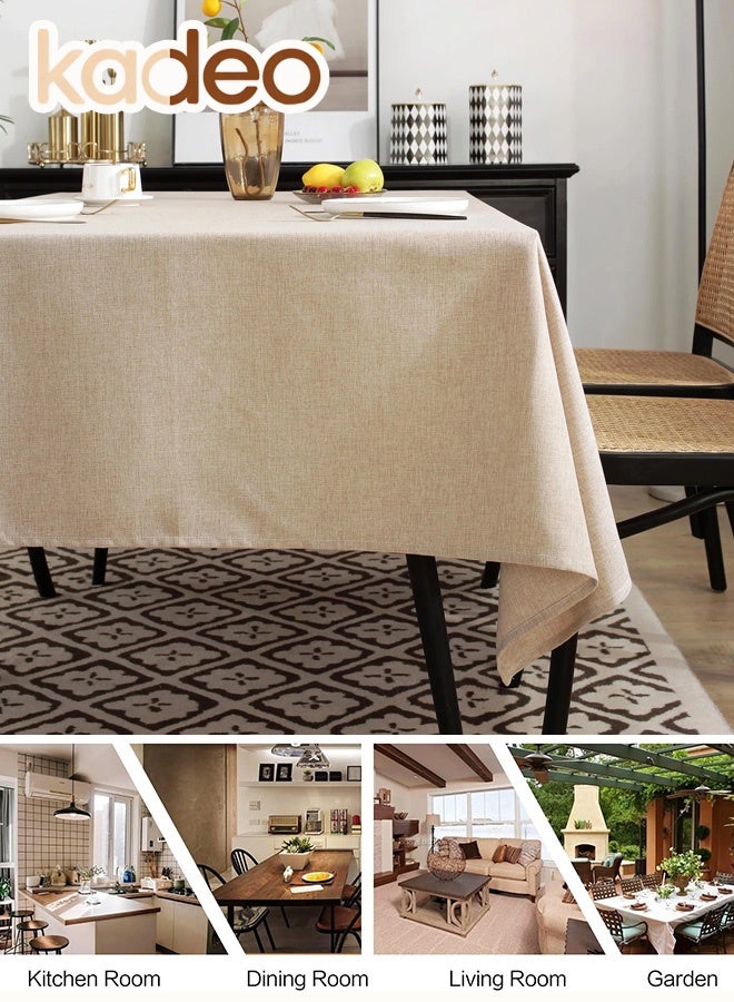 kadeo Rectangle Tablecloth, TPU Coating, Waterproof, 0il-proof and Easy to Clean Table Cover, Wipeable Polyester Dining Table Cloth for Kitchen Restaurant Buffet Tabletop Decoration, 140*200CM - Image 3