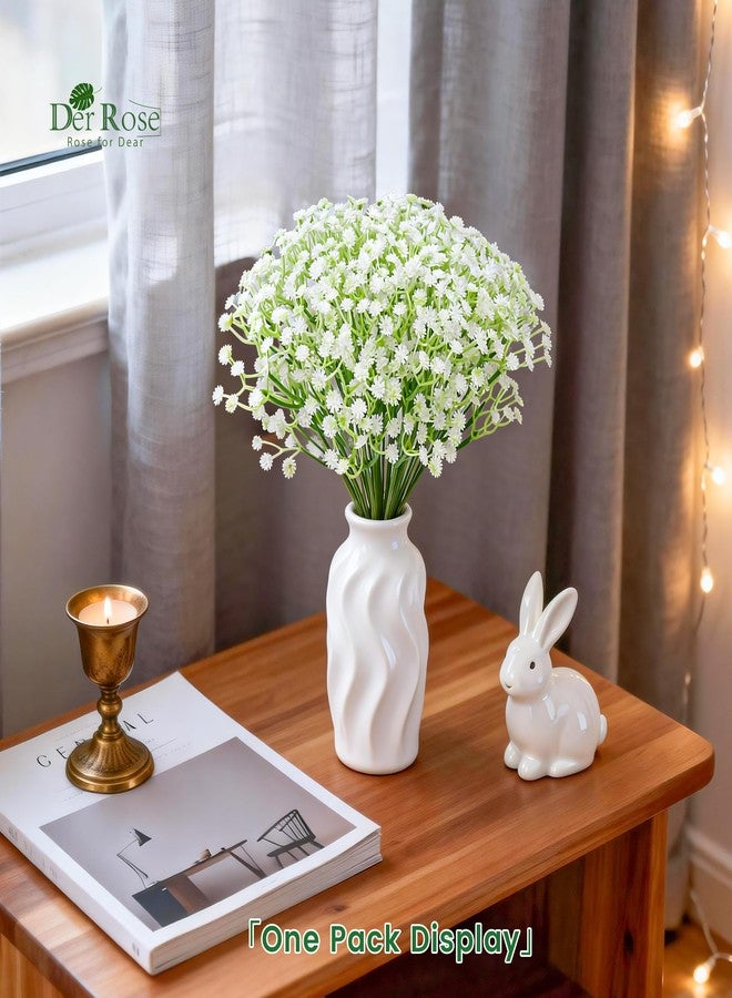 Der Rose 24PCS White Babys Breath Artificial Flowers,11'' Elegant Faux Baby Breath Flowers for Wedding Home Decor, Table Centerpieces & DIY Fake Flowers - Image 2