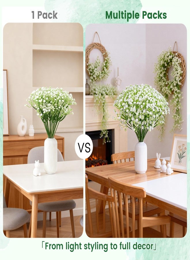 Der Rose 24PCS White Babys Breath Artificial Flowers,11'' Elegant Faux Baby Breath Flowers for Wedding Home Decor, Table Centerpieces & DIY Fake Flowers - Image 4