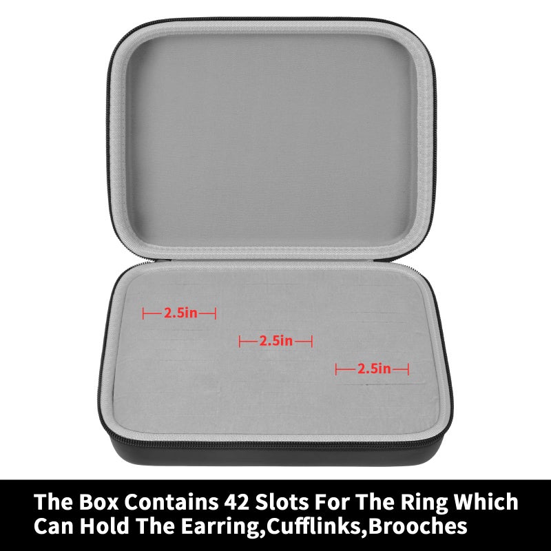 GWCASE حافظة تنظيم الخواتم GWCASE - صندوق عرض مجوهرات الخواتم مع 42 فتحة. حامل صينية الخواتم يناسب أكثر من 50 خاتمًا، أقراط، بروشات ورابطات أزرار (صندوق فقط) - أسود - Image 5