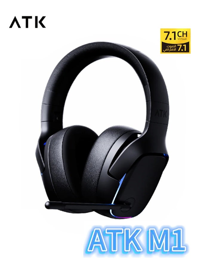 M1 Gaming Tri-Mode Headset 7.1 Surround Sound - 50mm Drivers with Microphone and LED Lights Compatible with PS4/PS5/Xbox One/Xbox Series/Nintendo Switch and PC Black