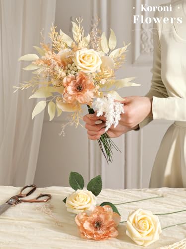Koroni Flowers Champagne Artificial Greenery Stems Box Set, 61pcs 8 Kinds Faux Plants & Fake Flowers for Wedding DIY Bouquets Floral Arrangement Table Centerpieces Home Decor - Image 4