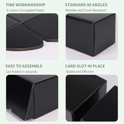 Rempry 8x6x6 Inches Black Small Shipping Boxes Pack of 25, Cardboard Corrugated Mailer Boxes for Packaging Small Business, Black Gift Boxes for Mailing Present - Image 3