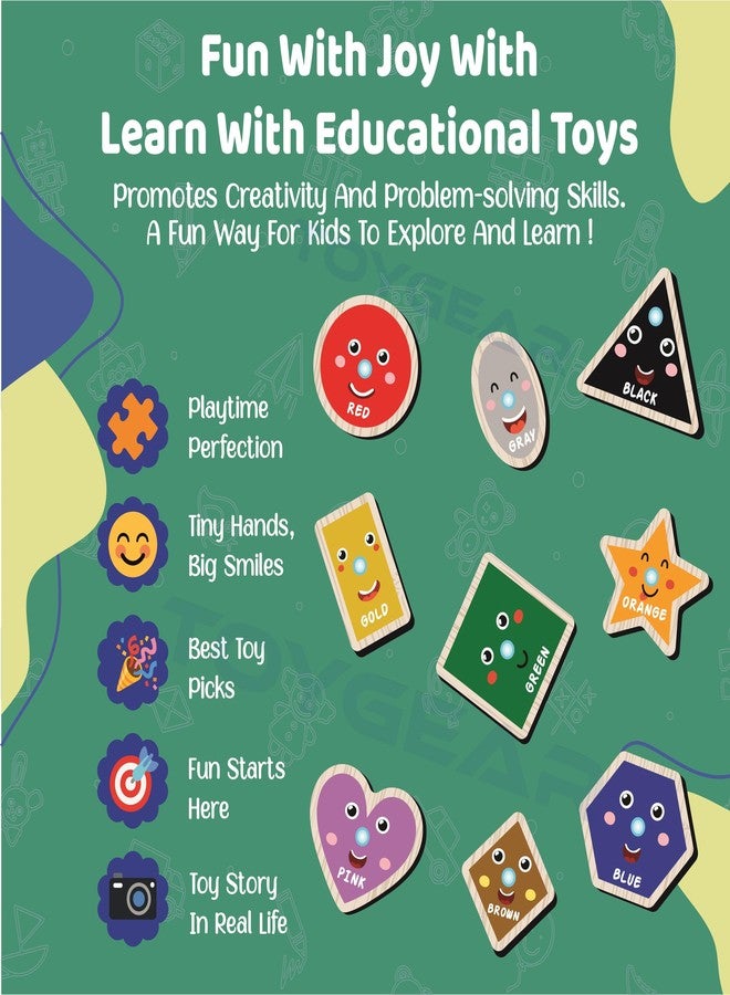 Nizomi Premium All Geometric Shapes Wooden Toy Set for 2+ Years Kids - Eco-Friendly, Non-Toxic, Montessori-Inspired Educational Toys for Toddlers, Preschoolers | Perfect for Creative Learning Gift - Image 2