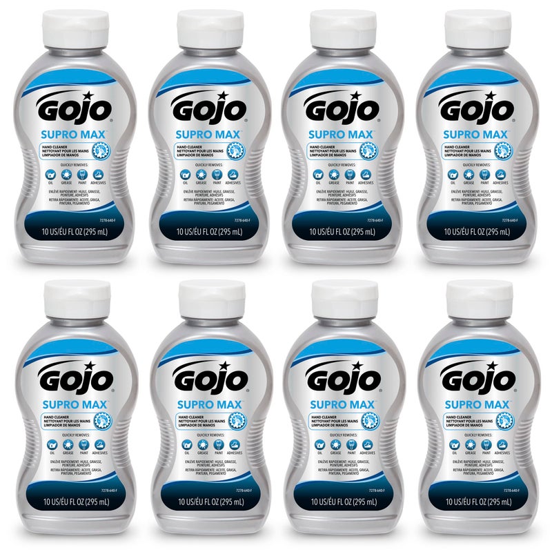 GOJO SUPRO MAX Hand Cleaner 10 fl oz Heavy Duty Hand Cleaner Squeeze Bottle (Pack of 8) - 7278-08 - Image 1