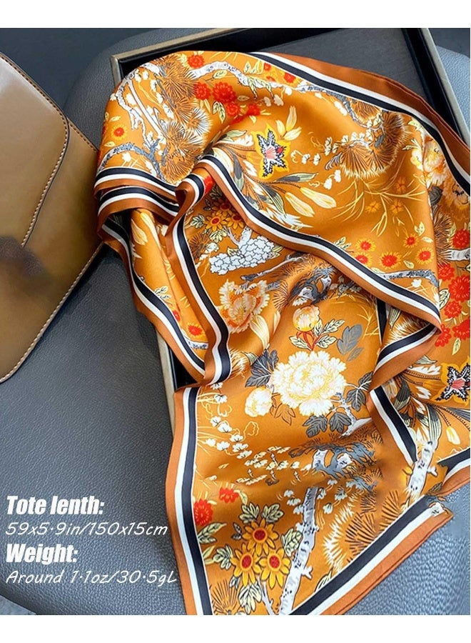 Head Scarf, Fashion Satin Scarf for Hair, Beach Head Waps, Neck Scarf Headscarf Woman Scarf Fashion Gift, Fashion Neckerchief Bandanas,  Flower Print Neck Scarf for Womenfor Head and Neck - Image 3