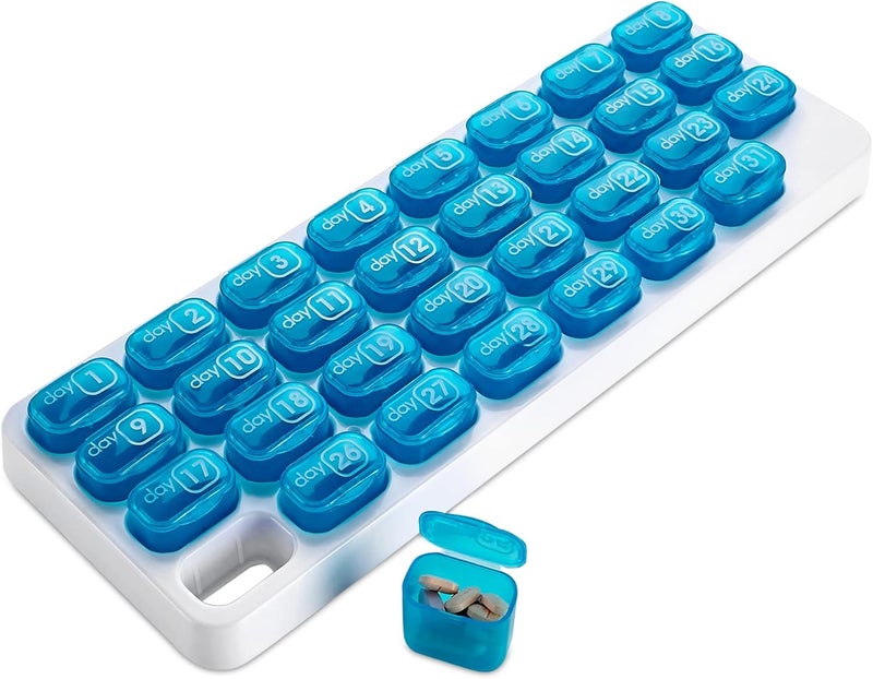 MEDca Monthly Pill Organizer - 31 Day Pill Organizer with Large Removable Medication Pods, Portable Pill Case Box and Holder for Daily Medicine and Vitamins, Great for Travel by - Image 1