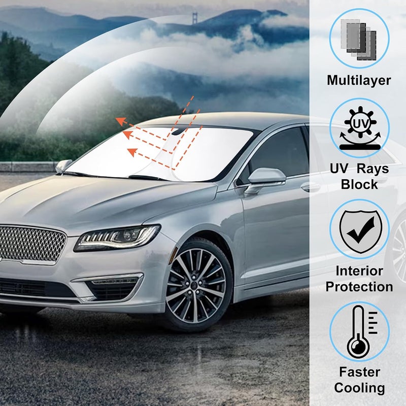 LHFLIVE Windshield Sun Shade Custom Fit for 2013-2020 Lincoln MKZ Accessories Foldable Sunshade Sun Blocker Protect Car from Sun Rays & Heat Damage Keep Car Cooler - Image 2