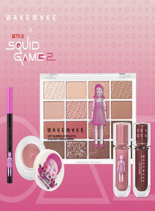 WAKEMAKE WM X NETFLIX SQUID GAME Dewy Gel Maxi Gloss 14 Pink Scar Set (+Watery Tok Tint Mini 7 Bloody Pop) - Image 2