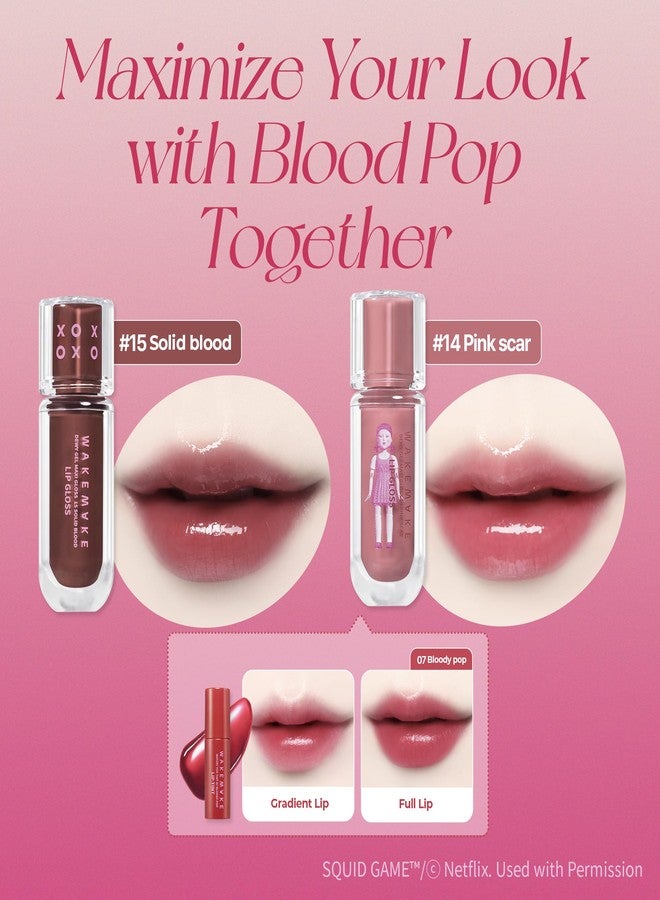 WAKEMAKE WM X NETFLIX SQUID GAME Dewy Gel Maxi Gloss 14 Pink Scar Set (+Watery Tok Tint Mini 7 Bloody Pop) - Image 5