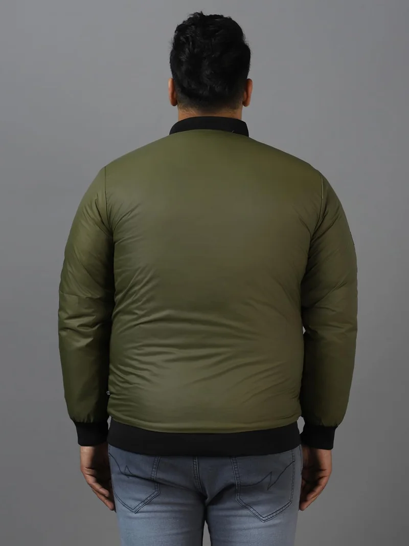 Urbano Fashion  Urbano Plus Men's Green Full Sleeve Zippered Bomber Jacket  | Best Price UAE