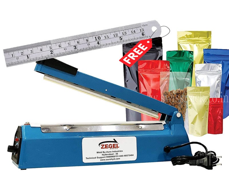 ZEGEL ZEGEL Sealing Machine Impulse Sealer for Plastic Packaging Hand Packing machine Hand Sealing machines Sealer 8 inch Plastice Pouch Packing Sealer 201mm  - Image 1
