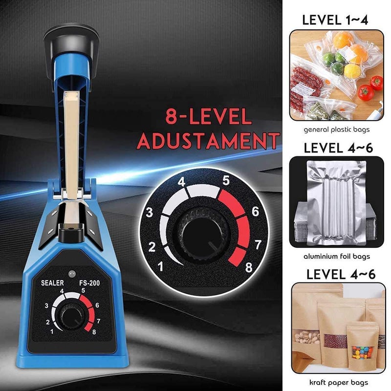 ZEGEL ZEGEL Sealing Machine Impulse Sealer for Plastic Packaging Hand Packing machine Hand Sealing machines Sealer 8 inch Plastice Pouch Packing Sealer 201mm  - Image 5