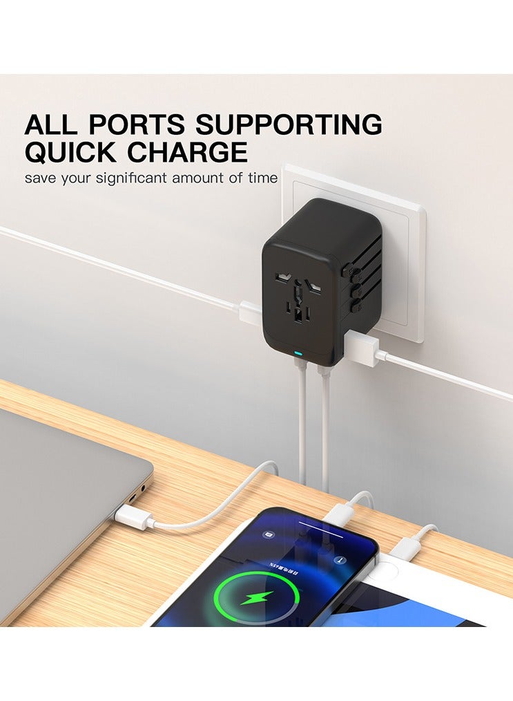 65W GaN Universal Travel Adapter, International Power Adapter,with 3 Type-C and 1 USB Port, Compatible with EU/US/UK/AU Plugs, Suitable for Laptops and Phones  - Image 5