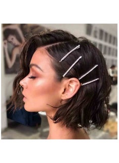 Rhinestone Hair Clip Barrette Silver Crystal Wedding Hair Pin Clip French Barrette Headpieces Decorative Bobby Pins Head Clip Wedding Headwear Bridal Hair Accessories For Women And Girls Gifts 4 Pcs
